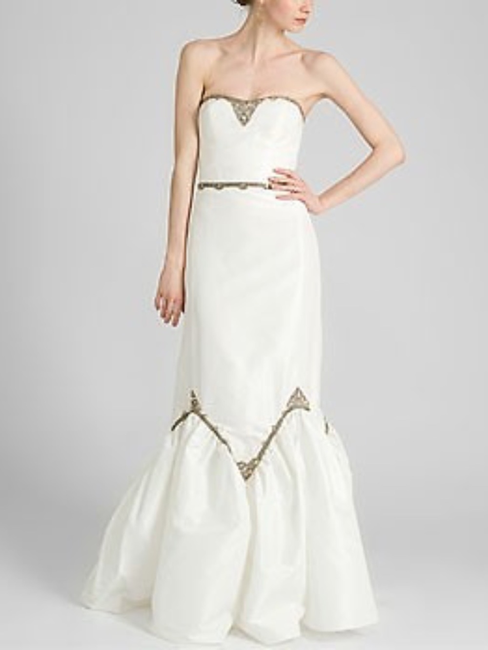 NICOLE MILLER EMBELLISHED SILK WEDDING BRIDAL DRESS GOWN Sz $2600 LJ0003